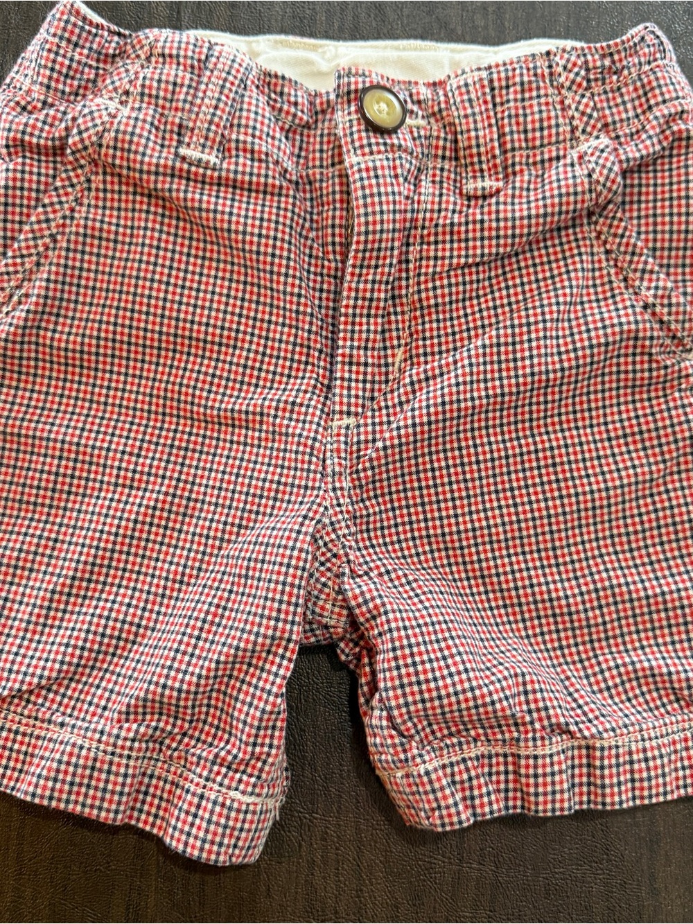 Gap Toddler Red and Navy Checked Pull-On Shorts Sz 2
